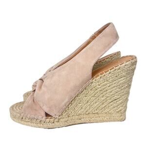 JOIE Kaili Leather Jute Wedge Platform Espadrille Wedge Blush Pink Size 40